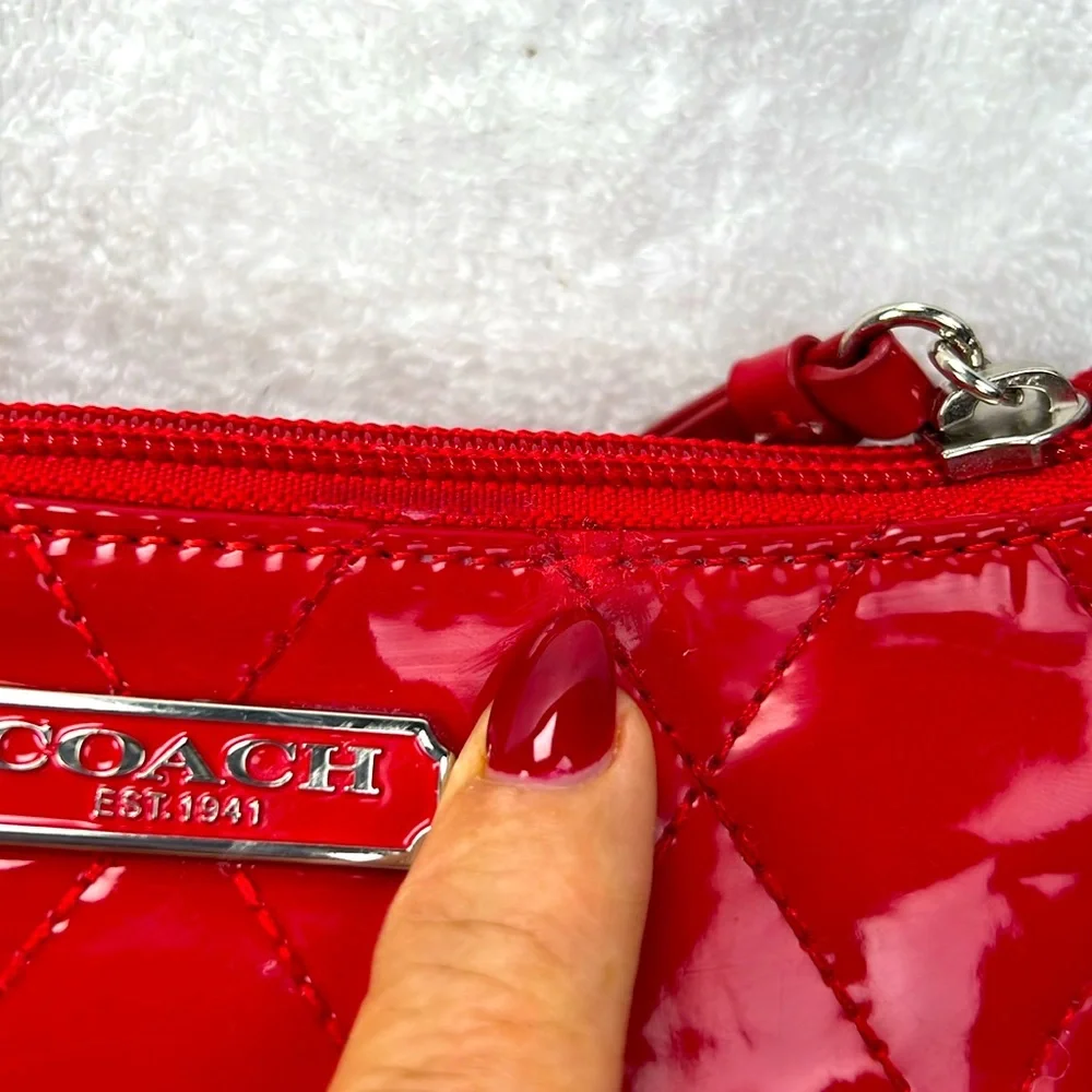 Coach Poppy Willis Red Quilted Patent Leather Crossbody Bag - Picture 10 of 14
